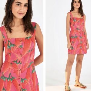NWT Farm Rio Red Pepper Linen Mini Dress Red Multi